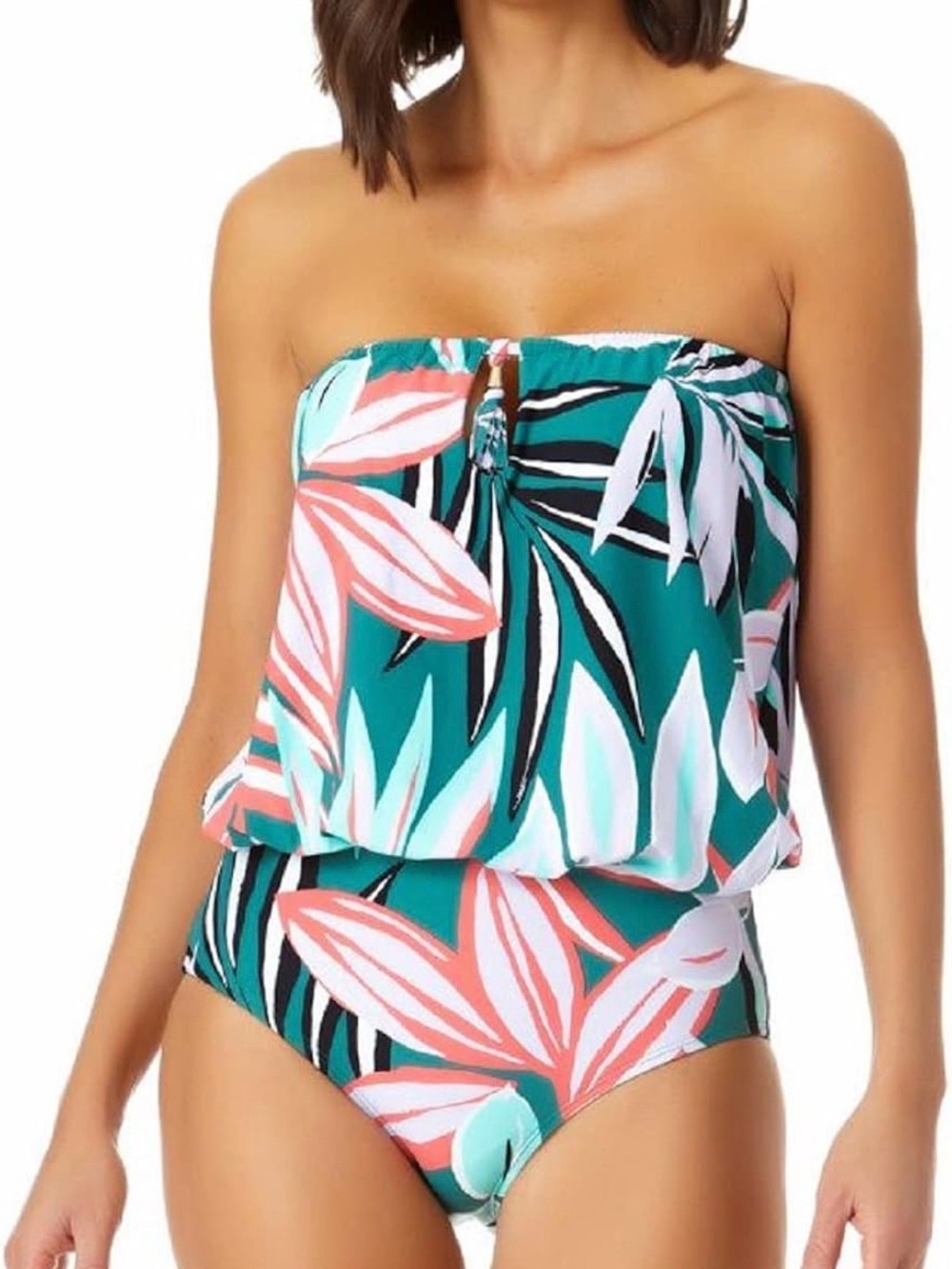Tunnel Blouson Bandeau One Piece Swimsuit